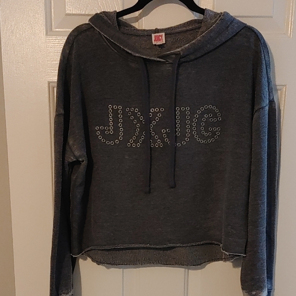 Juicy Cropped Hoodie Super soft Y2K Distressed Size Medium